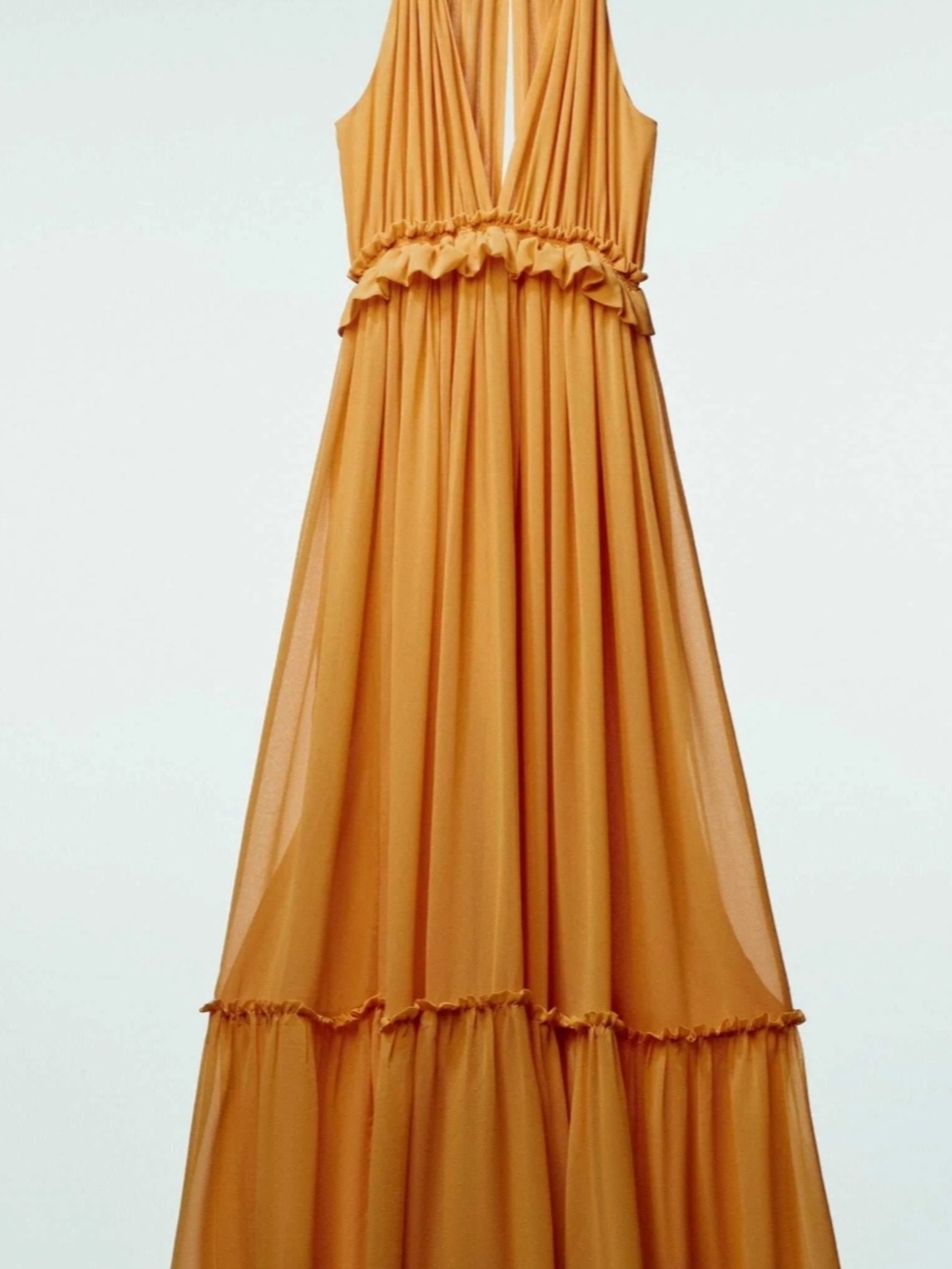 Brand New Zara Ochre Halter Maxi Dress